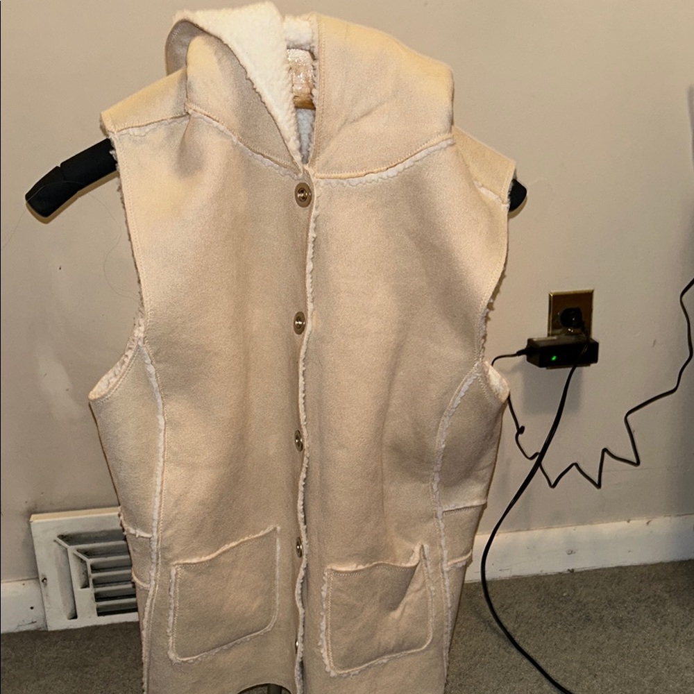 Women's Beige Hooded Vest